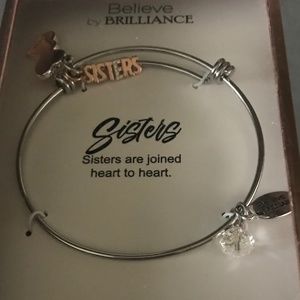 Believe by Brilliance Women’s Silver-tone Adjustable Bangle Bracelet